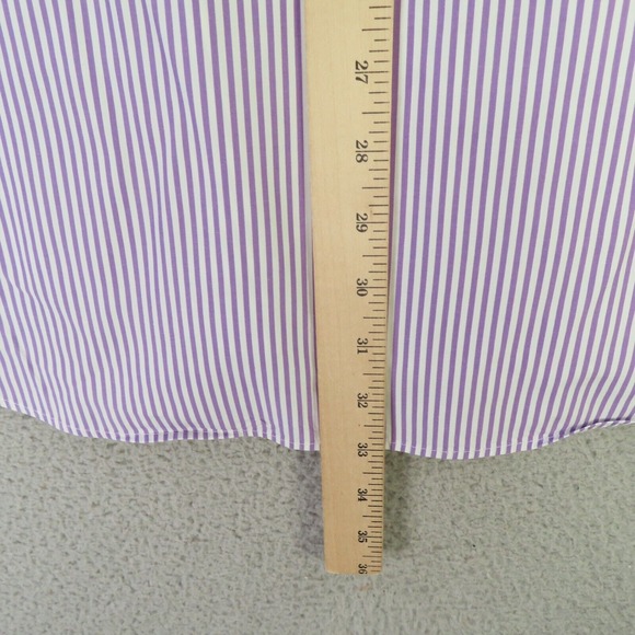 Ralph Lauren Shirt Mens Large 16.5 Purple Striped Long Sleeve Green Pony Classic - Picture 8 of 8